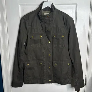 J. Crew Relaxed Boyfriend Field Jacket Olive Green w/ Gold Hardware W1076 Sz S thumbnail 4