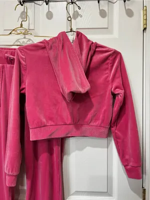 Bebe Pink Velour Tracksuit Size Small Pink Taffy Plush Zip Up Set Jacket & Pants thumbnail 8