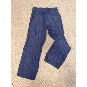 Athleta Cabo Linen‎ Textured Wide Leg Pant Blue Chambray Size 4 thumbnail 3