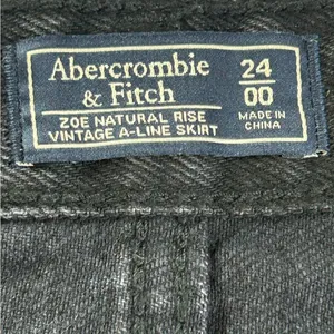 Abercrombie Zoe Black Denim Front Zip Mini Skirt 24 NWT Frayed Distressed A Line thumbnail 13