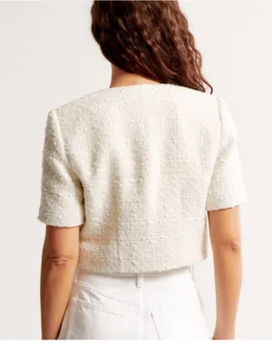 Abercrombie & Fitch Tweed Collarless Cropped Lady Jacket Sz S thumbnail 3
