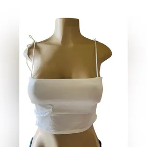 Zara Satin Effect cropped Top with Tie shoulders thumbnail 5