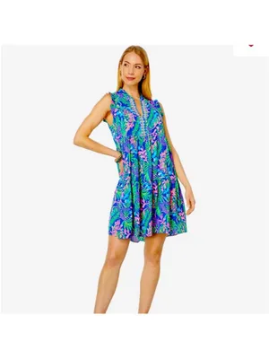 Lilly Pulitzer Briela Dress, How You Like Me Prowl Borealis Blue, Medium thumbnail 4