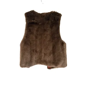 Cynthia Rowley Brown Faux Fur Vest with Orange Print Lining Size L Mobwife‎ fall thumbnail 2