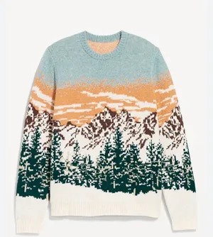 Old Navy Mountain Landscape Intarsia Crew-Neck Cozy Knit Sweater thumbnail 1