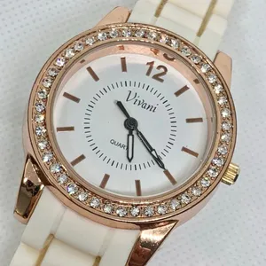 Vivani women wrist watch 38mm rose gold tone rhinestone quartz analog running thumbnail 3