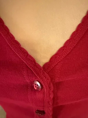 Moda International burgundy Red V-Neck Button Cardigan thumbnail 2