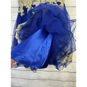 Tulle Prom Homecoming‎ Dress Blue & Gold High Neck Tank Above Knee Length Size 4 thumbnail 10