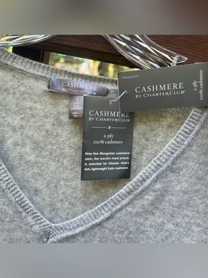 Charter Club 2-Ply 100% Cashmere Women's V Neck Minimalist Luxury Sweater|Size:L thumbnail 9