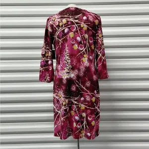 Tacera Dress Size Medium Burgundy Artsy Festive Winter Holiday Party Christmas thumbnail 4