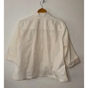 Bechamel Vintage 90s White Cotton Floral Embroidered Button Down Shirt Blouse XL thumbnail 2