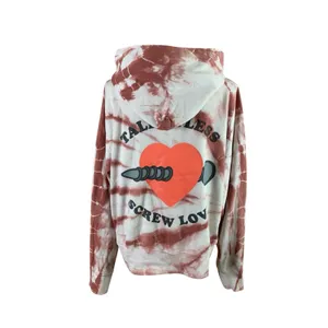 Talentless Screw Love Tie Dye Hoodie Organic Cotton Sweatshirt Large Brown White thumbnail 3