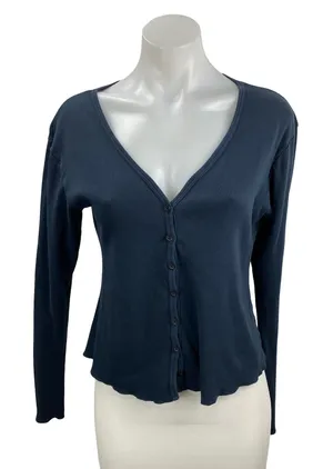 Brandy Melville Paige Blue V Neck Long Sleeve Button Down Cardigan Sweater Top S thumbnail 1