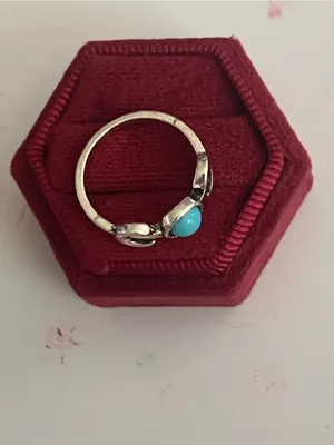 Stainless Steel Silver Bohemian Design Faux Turquoise Statement Ring Size 7 thumbnail 2