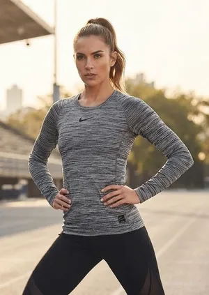 Nike Women's Grey Marled Long-Sleeve Performance Top thumbnail 1