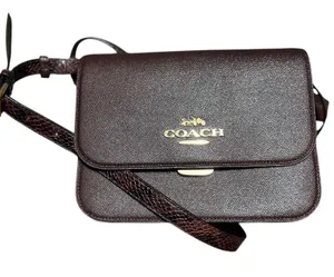 Coach C6777 Snake Embossed Cross Body Metallic Cherry Oxblood Pebbled Leather‎ thumbnail 1