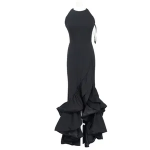 Betsy & Adam. Arielle Scuba‎ Crepe Ruffle Slit Gown. thumbnail 2