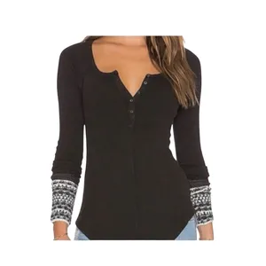 Free People medium Ski Lodge Henley thermal top TLS1 3280 thumbnail 11