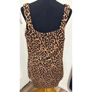 Shein Curve Leopard Print Corduroy‎ Pinafore Jumper Dress Brown Black 0XL Plus thumbnail 2