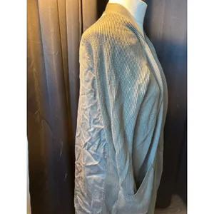 Lululemon Ribbed Knit‎ Mixed Media Open Front Long Cardigan Sage Green Womens thumbnail 4