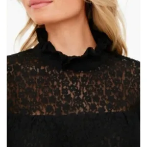 Tuckernuck Lace High Neck Sheer Balloon Sleeve Blouse Sheer Black Size Small thumbnail 8