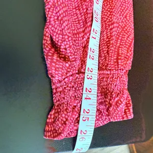 Knox Rose XL Pink Abstract Print Boho Tie V-Neck Blouse Long Sleeve Peasant Top thumbnail 7