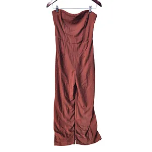 Wild Fable NWT 60O Womens Strapless Wide Leg Jumpsuit Brown Small‎ W9ZZEP thumbnail 3