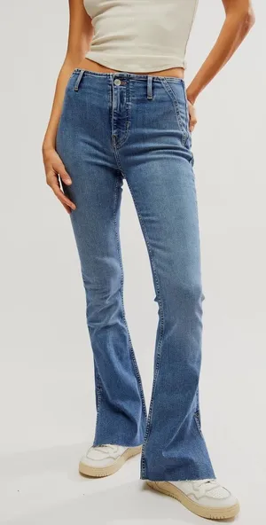 Free People Level Up Slit Bootcut Jeans Sz 28 thumbnail 1