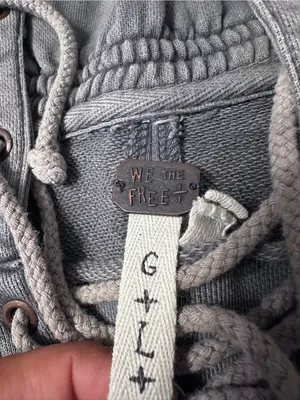 We The Free Women's Gray Lace-Up Hooded Pullover Hoodie - Size L thumbnail 9