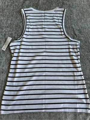 No Boundaries White and Black Striped Ribbed Tank thumbnail 5