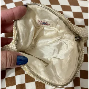 Vintage 1950's Reina Oval Pearl Beaded Evening Bag 7" with Zipper Closure thumbnail 10