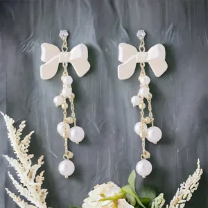 Retro Style Bow Decor‎ Faux Pearl Tassel Earrings *Fashion Earrings thumbnail 8