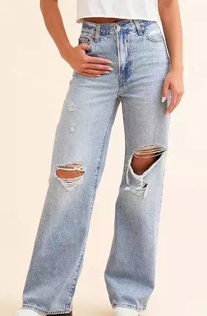 Levi's Ribcage Light Wash Distressed Wide-Leg Jeans Size 24 thumbnail 1