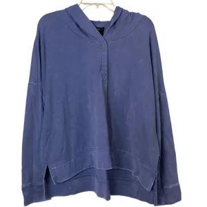 Free Press Distressed Blue Hooded Sweatshirt Size Medium thumbnail 1