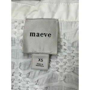 Maeve Halter Collared Ruched Tank Top Women’s XS Ivory Textured Button Front thumbnail 5