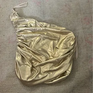 NWOT DO+BE gold ruched one shoulder crop top thumbnail 3