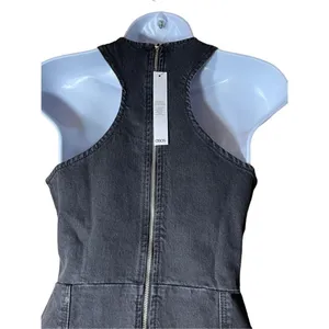 ASOS Denim Racer Dress In Washed Black 0‎ thumbnail 5