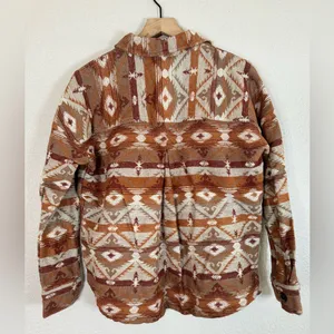 ROCK & ROLL Denim Southwestern Western Jacquard Shacket Shirt Jacket Medium $80 thumbnail 6