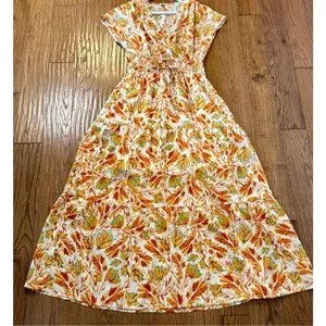 Kilig Amazon yellow floral smocked midi dress small thumbnail 10