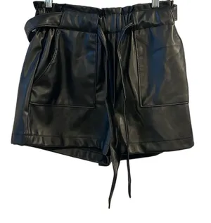 Ci Sono Women's Black Faux Leather Paperbag Shorts‎ Size M thumbnail 1