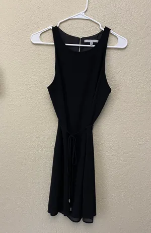 Naked Zebra Mini Black Dress With Belt thumbnail 1
