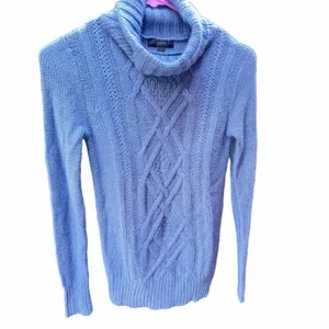 J. Crew Cable Knit Light Blue Mock-neck Sweater XXS wool rabbit hair blend thumbnail 3
