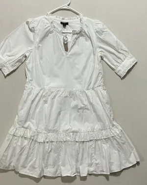 J. Crew White Ruffle Tiered Maxi Dress with Keyhole thumbnail 1