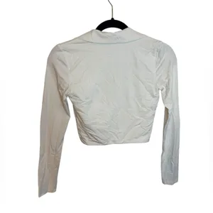 Babaton White Body Contour Cropped Long Sleeve Polo thumbnail 2