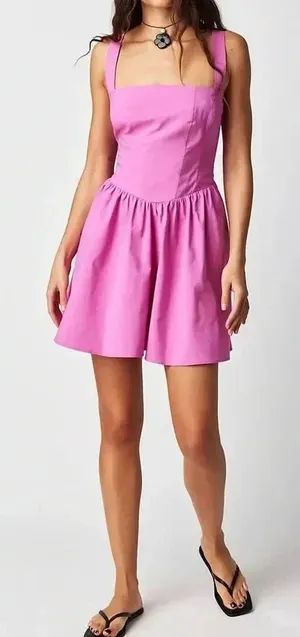 Free People East Side Lace Up‎ Mini Dress Pink Flower Power $98 Fairy Feminine thumbnail 1