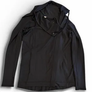 Lululemon Black Hooded Wrap Jacket‎ Fitted Zip Front Athletic Womens Small 6 thumbnail 1