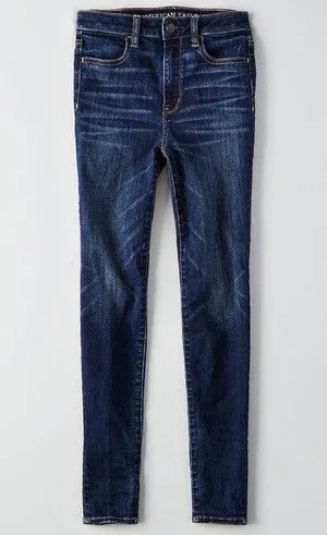 American Eagle Indigo Ribbed High Rise Skinny Jeans thumbnail 1