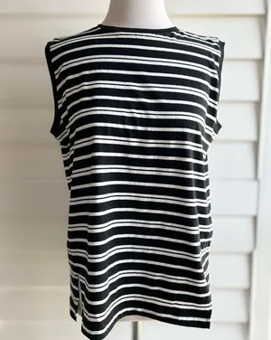 American Holic Black and White Striped Sleeveless Top Large thumbnail 6