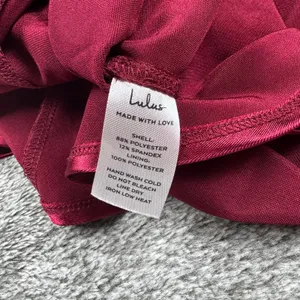 Lulus Romantic Nights Burgundy Satin Ruffled Bodycon Mini Dress Women's Small thumbnail 9