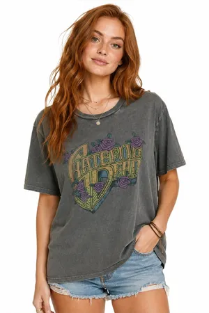 Lucky Brand Grateful Dead Studded Graphic Tee Women’s Large Band Shirt thumbnail 1